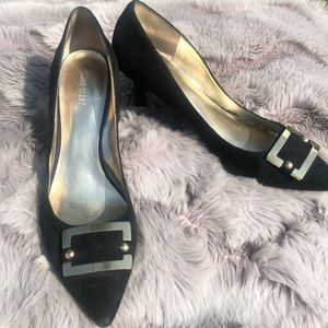 Nine West Suede Heel with Gold Buckle